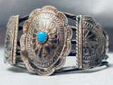 Unique Concho Vintage Native American Navajo Turquoise Sterling Silver Bracelet-Nativo Arts