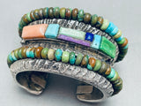 237 Grams! 6' Wrist Vintage Navajho Green Turquoise Sterling Silver Bracelet-Nativo Arts