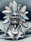 Huge Chief Vintage Native American Navajo Sterling Silver Bracelet Cuff-Nativo Arts
