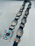Important Ben Yazzie Vintage Native American Navajo Turquoise Sterling Silver Concho Belt