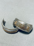 Exceptional Vintage Native American Navajo Sterling Silver & 14k Gold Two-tone Earrings Signed-Nativo Arts