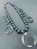 Womens Fab Vintage Sterling Silver Squash Blossom Necklace-Nativo Arts
