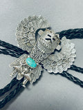 Impressive Native American Navajo Royston Turquoise Sterling Silver Kachina Bolo-Nativo Arts