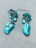 Chunks Of Turquoise Vintage Native American Navajo Sterling Silver Earrings-Nativo Arts