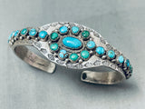 Museum Early Vintage Native American Navajo Turquoise Satellite Sterling Silver Bracelet