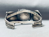 Chunky Vintage Native American Navajo Morenci Turquoise Sterling Silver Leaf Bracelet-Nativo Arts