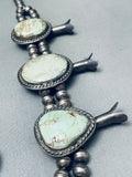 262 Grams Vintage Native American Navajo Turquoise Sterling Silver Squash Blossom Necklace-Nativo Arts