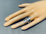 Native American Hypnotic Vintage Hopi Signed Sterling Silver Waves Adjustable Ring-Nativo Arts
