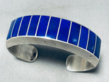 5.5 Inch Wrist Vintage Native American Zuni Lapis Inlay Sterling Silver Bracelet-Nativo Arts