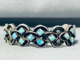 Quality!! Older Vintage Native American Zuni Turquoise Inlay Sterling Silver Bracelet-Nativo Arts