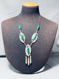 Benny James Vintage Navaj Malachite Sterling Silver Concho Necklace-Nativo Arts