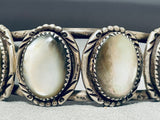 Rare Vintage Native American Navajo Mother Of Pearl Sterling Silver Bracelet-Nativo Arts