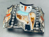 The Best Vintage Native American Navajo Owl Sterling Silver Inlay Bracelet Cuff-Nativo Arts