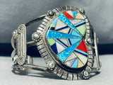 One Of The Coolest Vintage Native American Navajo Turquoise Opal Inlay Sterling Silver Bracelet-Nativo Arts