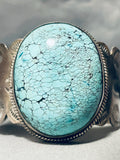 Micro Spiderweb! Vintage Native American Navajo Turquoise Sterling Silver Bracelet-Nativo Arts