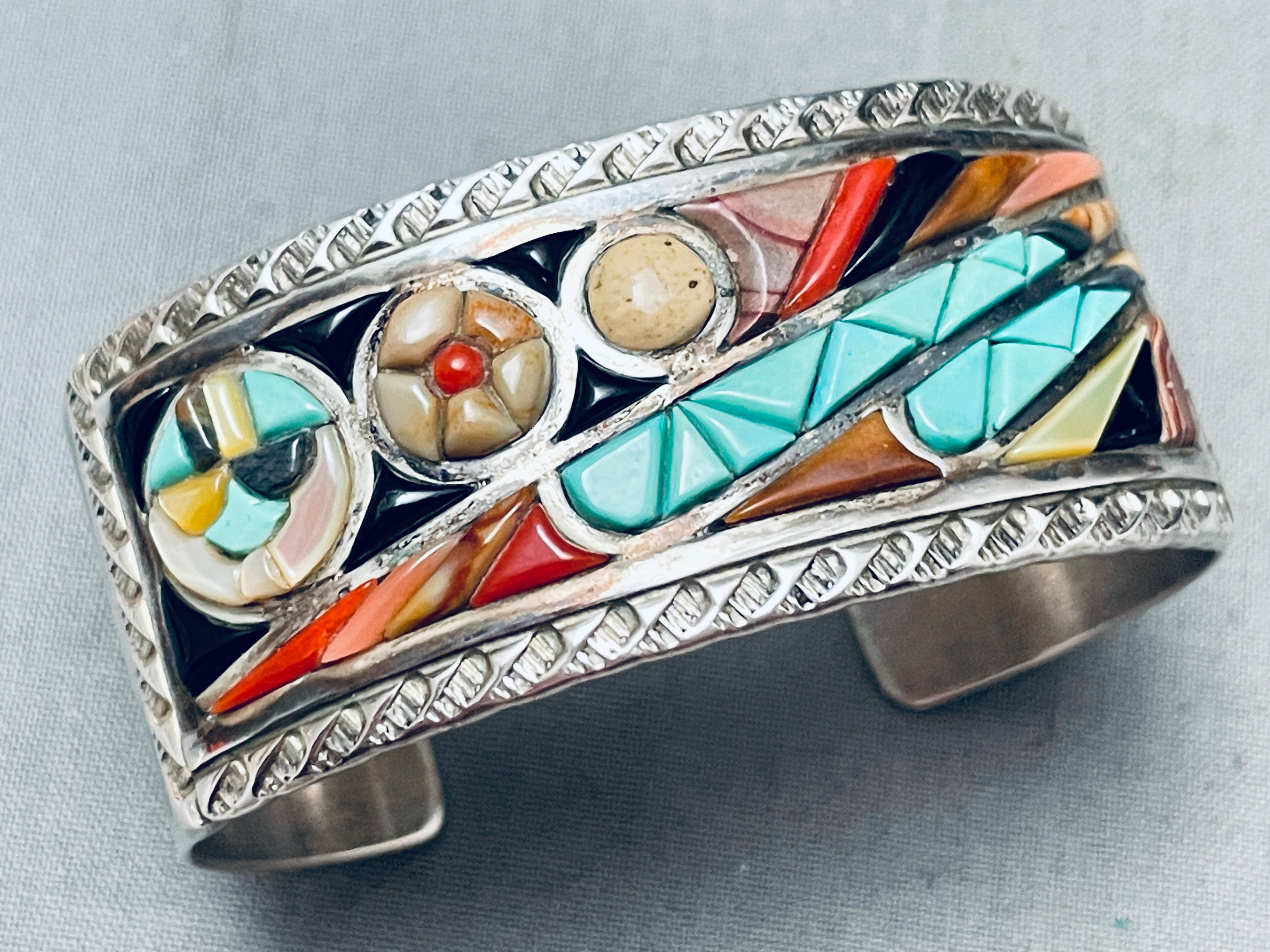 【希少】Navajo Victor Begayトリプルターコイズカフブレスレット Best Victor Moses Begay Vintage Native American Navajo Turquoise