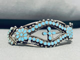 Exquisite Vintage Native American Zuni Blue Gem Sterling Silver Bracelet-Nativo Arts