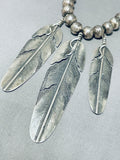 The Most Grand Vintage Native American Navajo Feather Sterling Silver Necklace-Nativo Arts