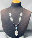 Authentic Be Nebagye (d) Vintage Native American Navajo Turquoise Sterling Silver Necklace-Nativo Arts