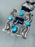 Important Ben Yazzie Vintage Native American Navajo Turquoise Sterling Silver Concho Belt