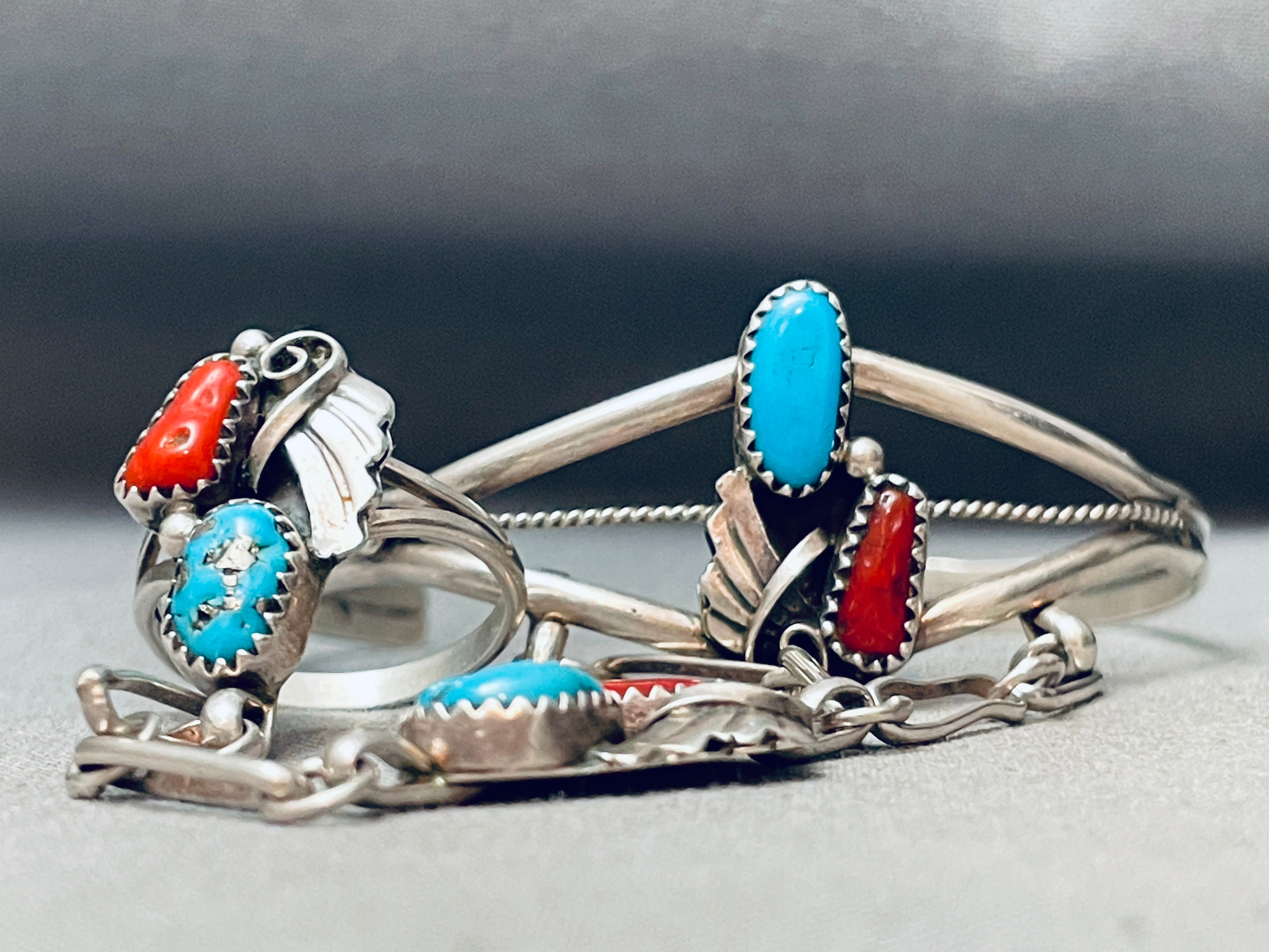 30s VINTAGE Navajo Jewelry ブレスレット Spencer Family Vintage Native American Navajo Leaves Turquoise