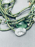 One Of The Most Unique Ever Vintage Navajo Green Turquoise Heishi Necklace-Nativo Arts