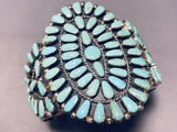 Heavy Vintage Native American Navajo Turquoise Cluster Sterling Silver Bracelet Cuff Old-Nativo Arts