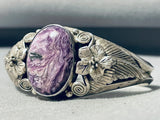 Flowers Of Charoite Vintage Native American Navajo Sterling Silver Bracelet Cuff-Nativo Arts