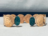 Fascinating Native American Navajo Pilot Mountain Turquoise Copper Pennies Bracelet-Nativo Arts