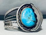 Impressive Vintage Native American Navajo Blue Diamond Turquoise Sterling Silver Bracelet-Nativo Arts