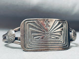 Detailed Vintage Native American Navajo Maze And Button Sterling Silver Bracelet Cuff-Nativo Arts