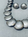 Graduated Pillow Bead Vintage Native American Navajo Sterling Silver Necklace And Earring Set