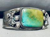 Early Sturdy Vintage Native American Navajo Squared Royston Turquoise Sterling Silver Bracelet-Nativo Arts