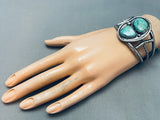 Rare Vintage Native American Navajo Carico Lake Turquoise Sterling Silver Bracelet Old-Nativo Arts