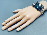 Detailed Stars In Sky Vintage Southwest Bear Sterling Silver Opal Bracelet-Nativo Arts