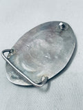 Vintage Native American Navajo Swirl Channel Royston Turquoise Sterling Silver Buckle