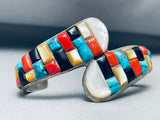 6 Inch Wrist Vintage Navajo Turquoise Inlay Sterling Silver Bracelet-Nativo Arts