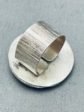 Huge Vintage Native American Navajo Circle Agate Sterling Silver Ring-Nativo Arts