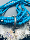 One Of The Finest Vintage Native American Navajo Turquoise Sterling Silver Necklace-Nativo Arts