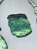 Dropdead Fab Slab Vintage Native American Navajo Green Turquoise Sterling Silver Necklace-Nativo Arts