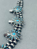Intricate Womens Vintage Zuni Turquoise Sterling Silver Squash Blossom Necklace-Nativo Arts