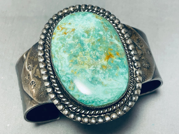 Mid Century Royston!! Vintage Native American Navajo Turquoise Sterling Silver Bracelet-Nativo Arts