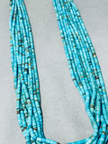 One Of Best Vintage Native American Navajo Turquoise Heishi 10 Strands Sterling Silver Necklace-Nativo Arts