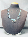 Intricate Horses Vintage Southwest Sterling Silver Turquoise Necklace-Nativo Arts