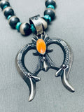 One Of The Most Unique Vintage Native American Navajo Turquoise Sterling Silver Naja Necklace-Nativo Arts