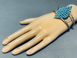 One Of The Coolest Needle!! Vintage Native American Zuni Turquoise Sterling Silver Bracelet-Nativo Arts