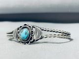 Detailed Vintage Native American Navajo Morenci Turquoise Sterling Silver Bracelet-Nativo Arts