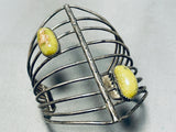 One Of A Kind Vintage Native American Navajo Gaspeite Sterling Silver Bracelet-Nativo Arts