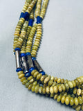 One Of The Best Ever Vintage Native American Navajo Serpentine Lapis Sterling Silver Necklace