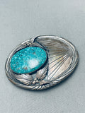 Very Rare Blue Bird Turquoise Vintage Native American Navajo Sterling Silver Buckle Old-Nativo Arts
